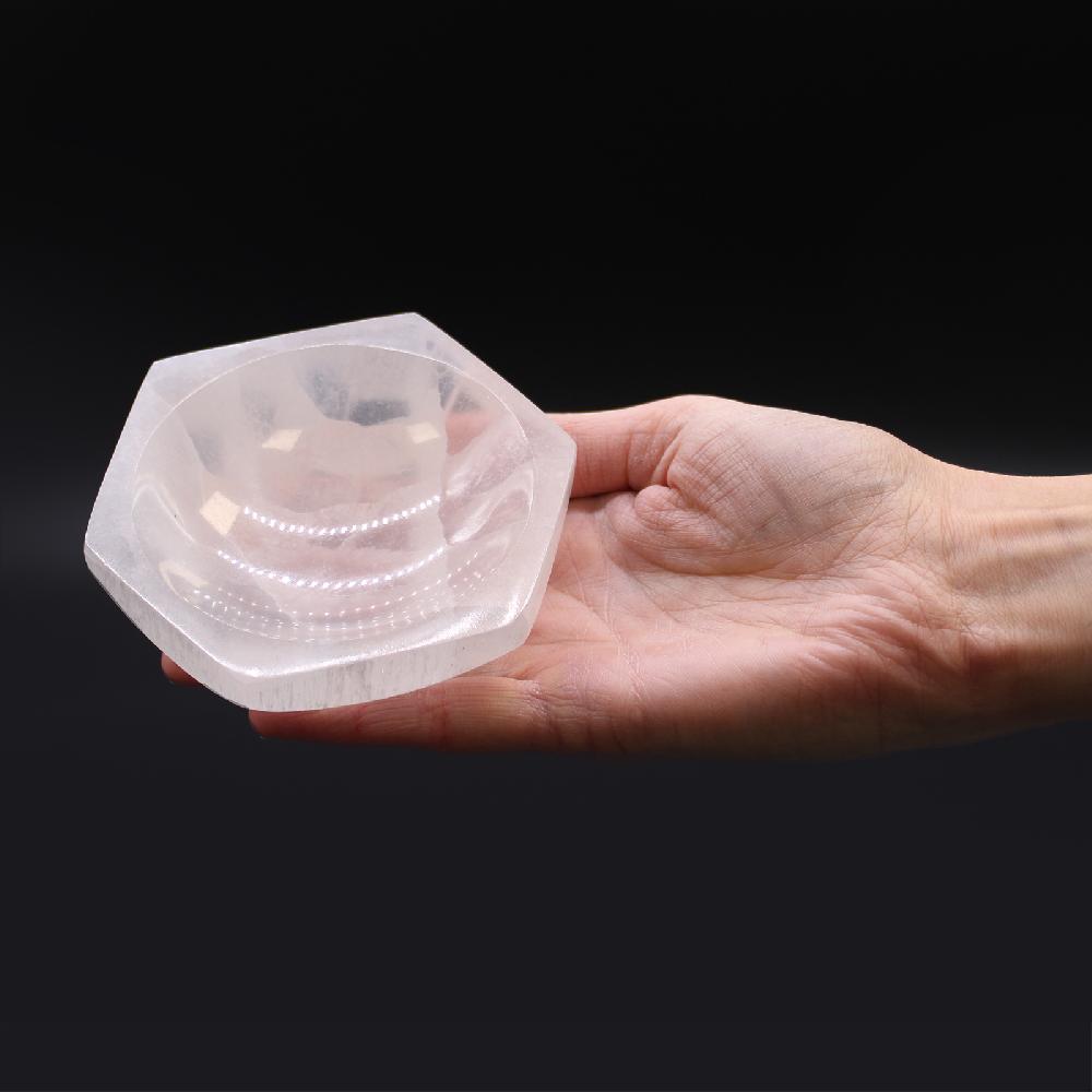 Ancient Wisdom Selenite Hex Bowl - 10cm