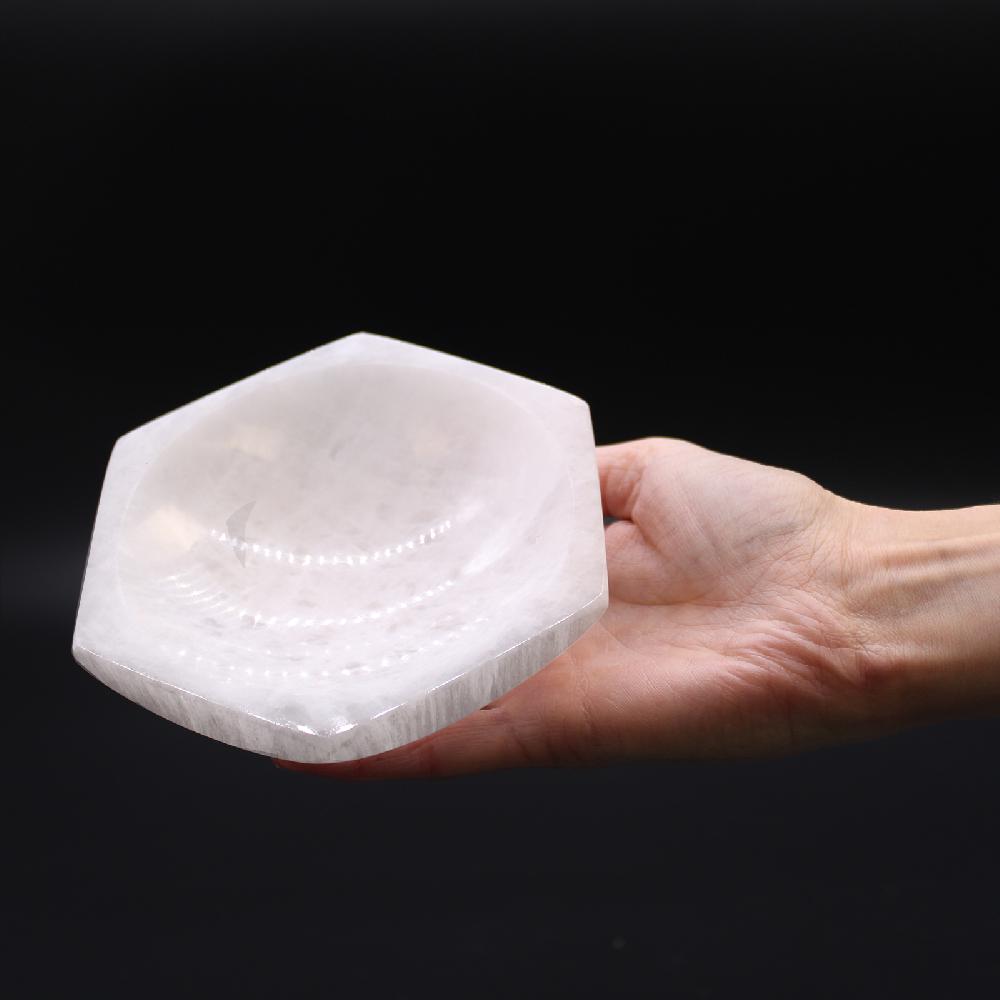Ancient Wisdom Selenite Hex Bowl - 15cm