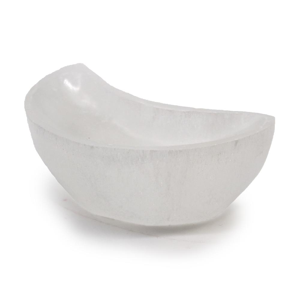 ancient wisdom Selenite Moon Bowl - 10cm