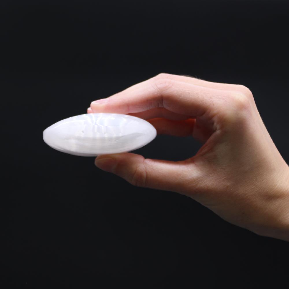Ancient Wisdom Selenite Palm Stone - 6.5 Cm