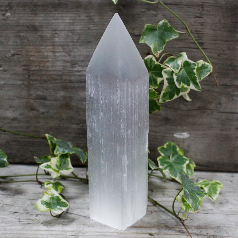 ancient wisdom Selenite Pencil Point Tower - 20 cm