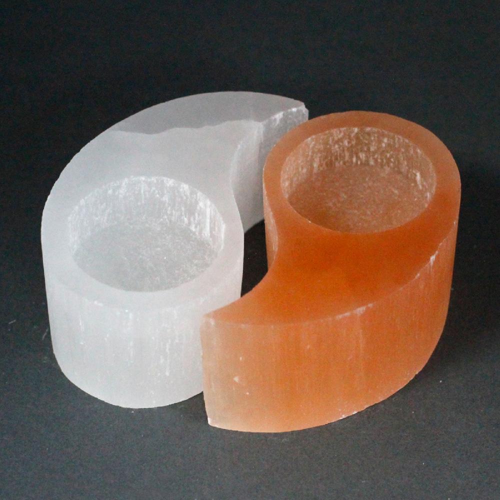 ancient wisdom Selenite Ying Yang Candle Holder