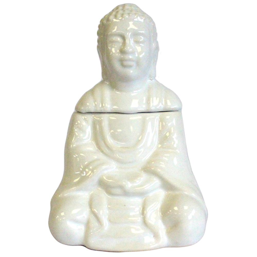ancient wisdom Sitting Buddha Oil Burner - White