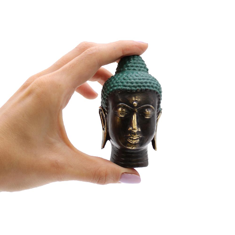 Ancient Wisdom Small Antique Brass Buddha Head