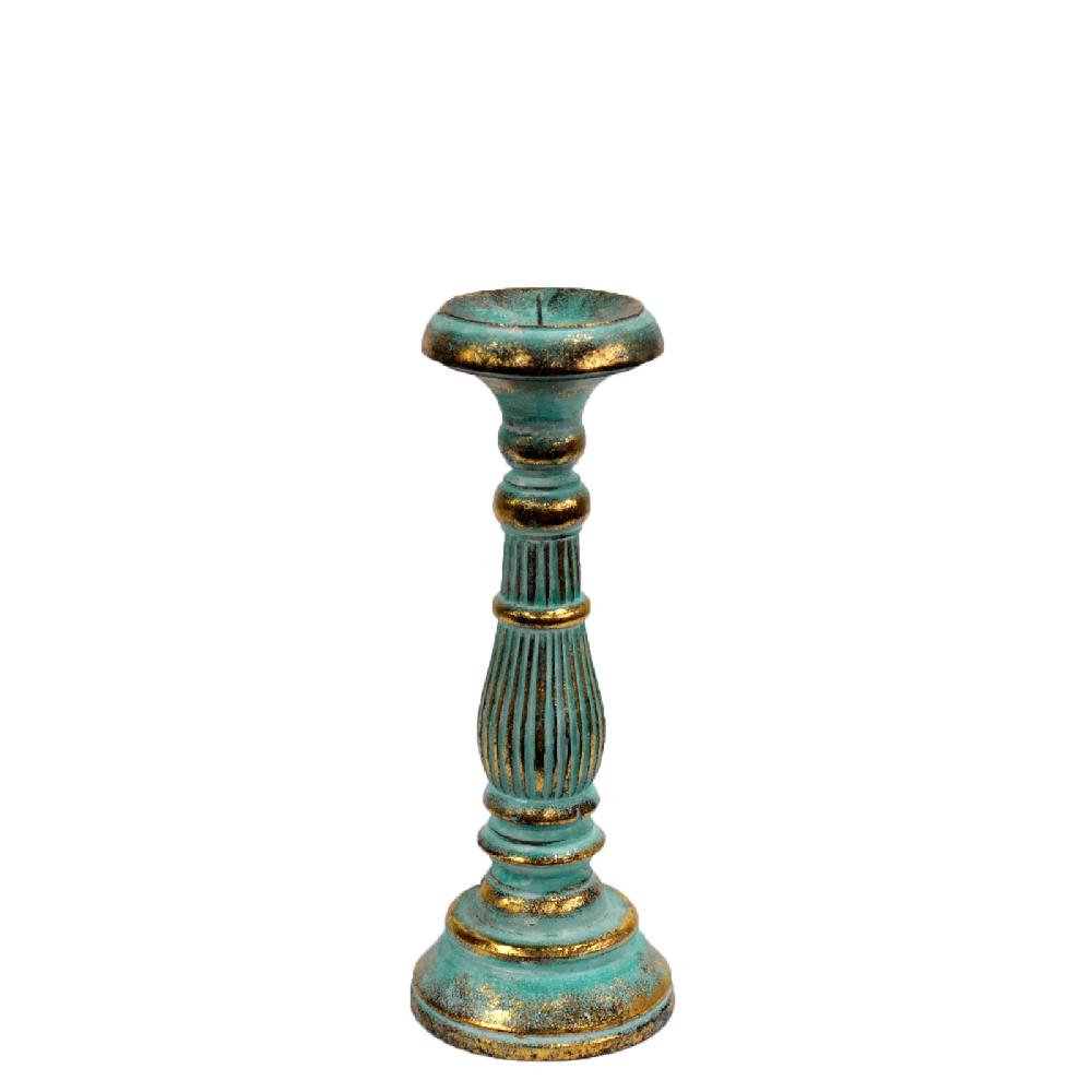 ancient wisdom Small Candle Stand - Turquois Gold