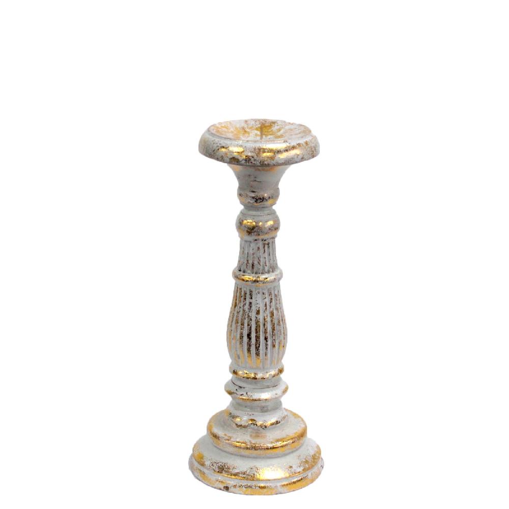 ancient wisdom Small Candle Stand - White Gold