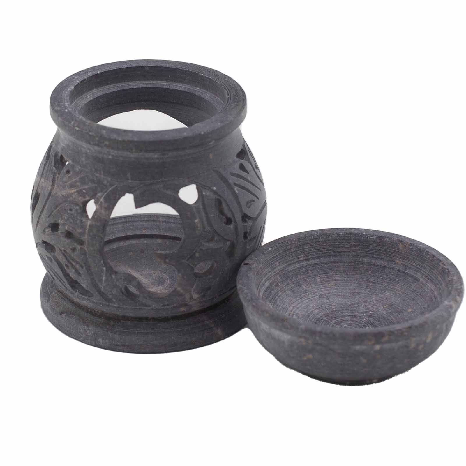 Ancient Wisdom Small Soapstone Oil Burner 8cm - Om