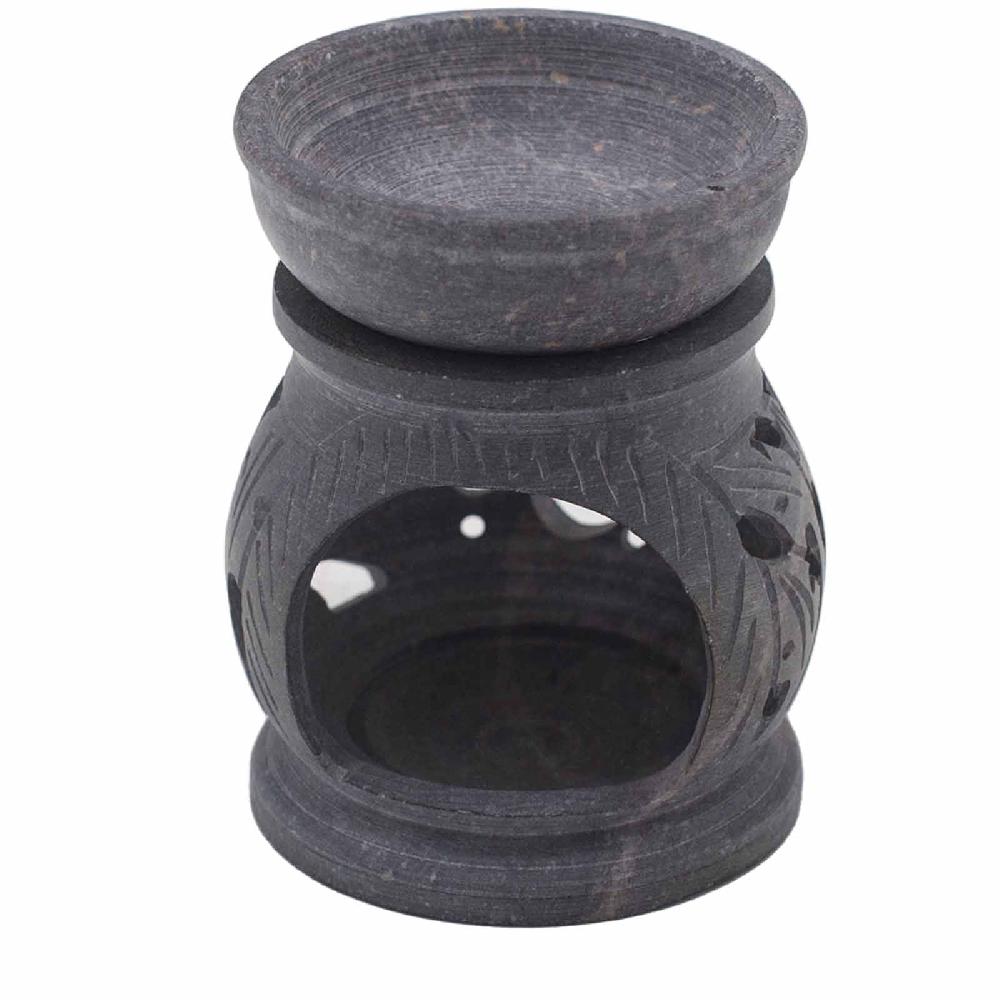 Ancient Wisdom Small Soapstone Oil Burner 8cm - Om