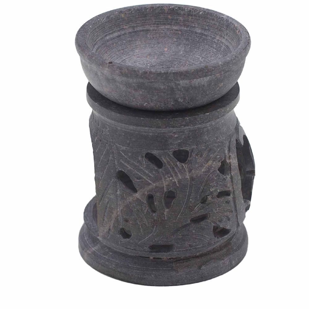 Ancient Wisdom Small Soapstone Oil Burner 8cm - Om