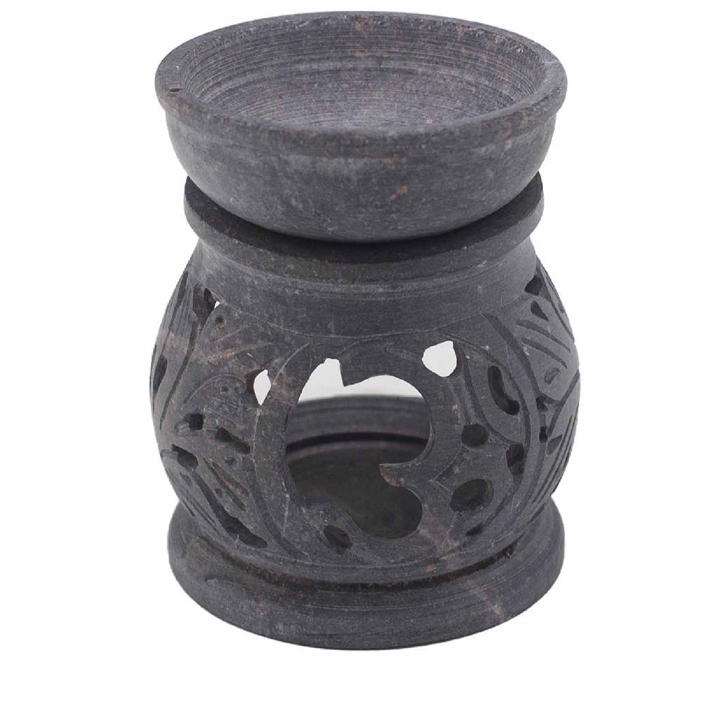 ancient wisdom Small Soapstone Oil Burner 8cm - Om