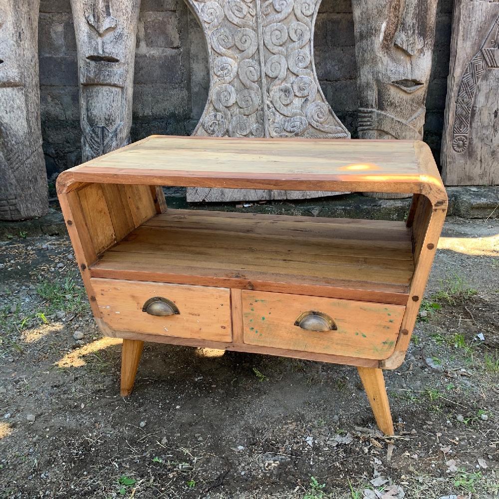 ancient wisdom Small TV Stand with 2 Draws Round