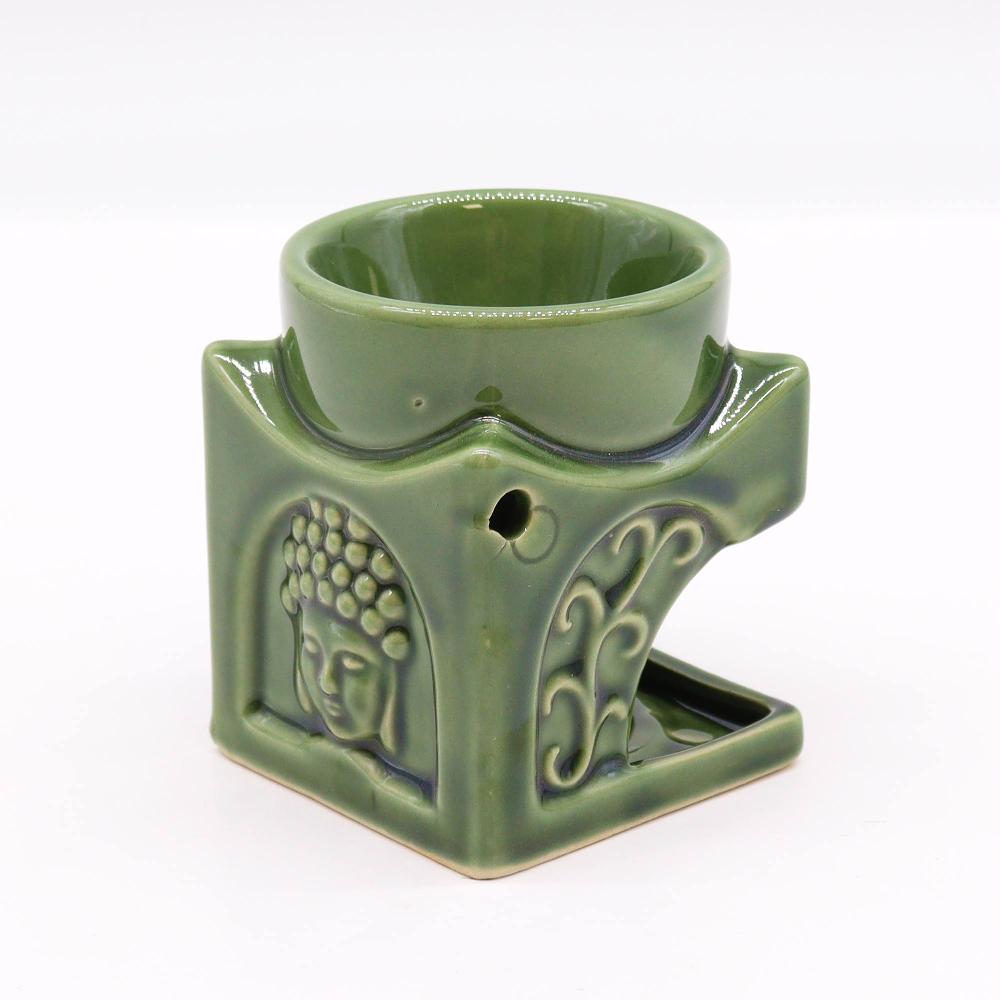 Ancient Wisdom Square Buddha Burner - Dark Jade
