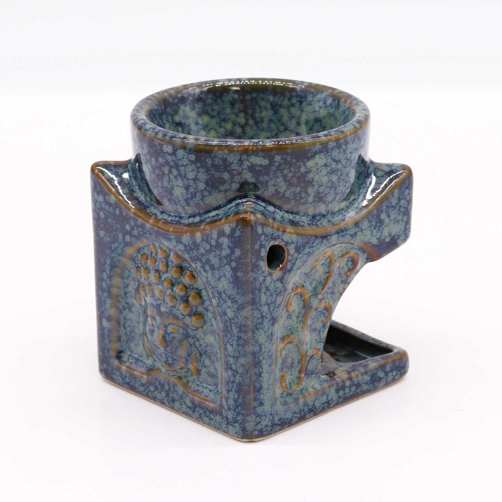 Ancient Wisdom Square Buddha Oil Burner - Dusty Blue