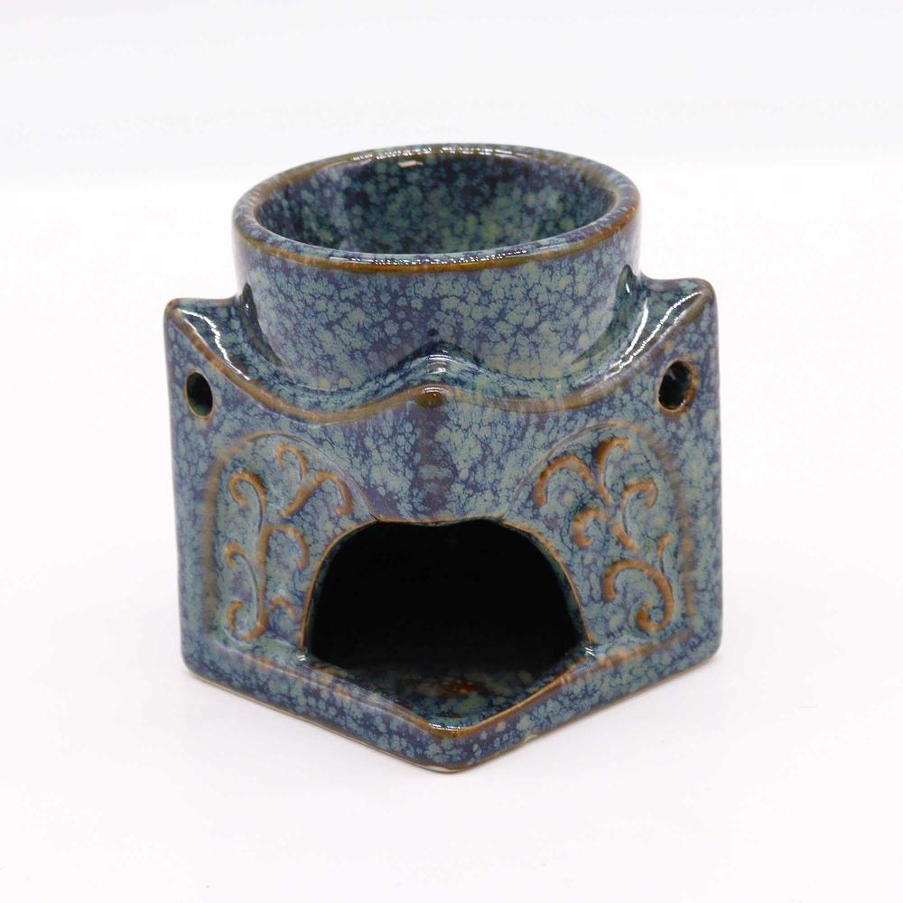 Ancient Wisdom Square Buddha Oil Burner - Dusty Blue