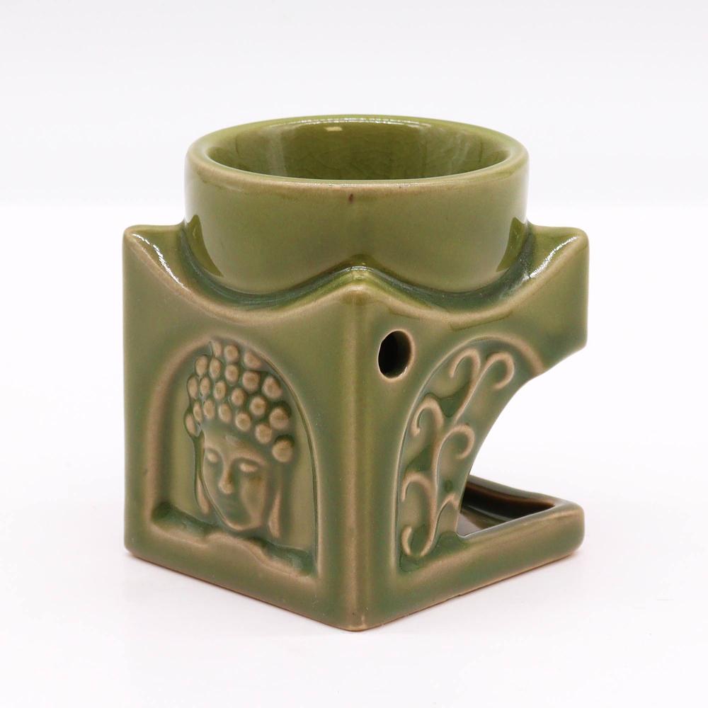 Ancient Wisdom Square Buddha Oil Burner - Light Jade