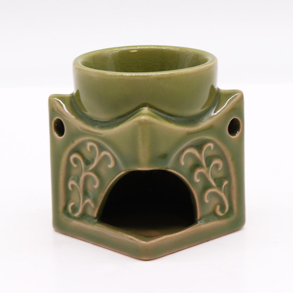 Ancient Wisdom Square Buddha Oil Burner - Light Jade