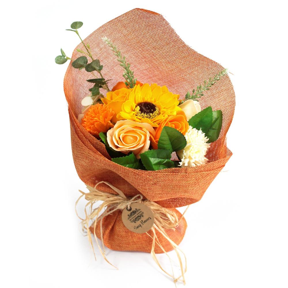 Ancient Wisdom Standing Soap Flower Bouquet - Orange