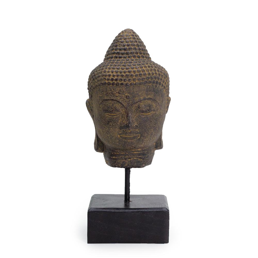 ancient wisdom Stillness Buddha Head on Stand - Grey