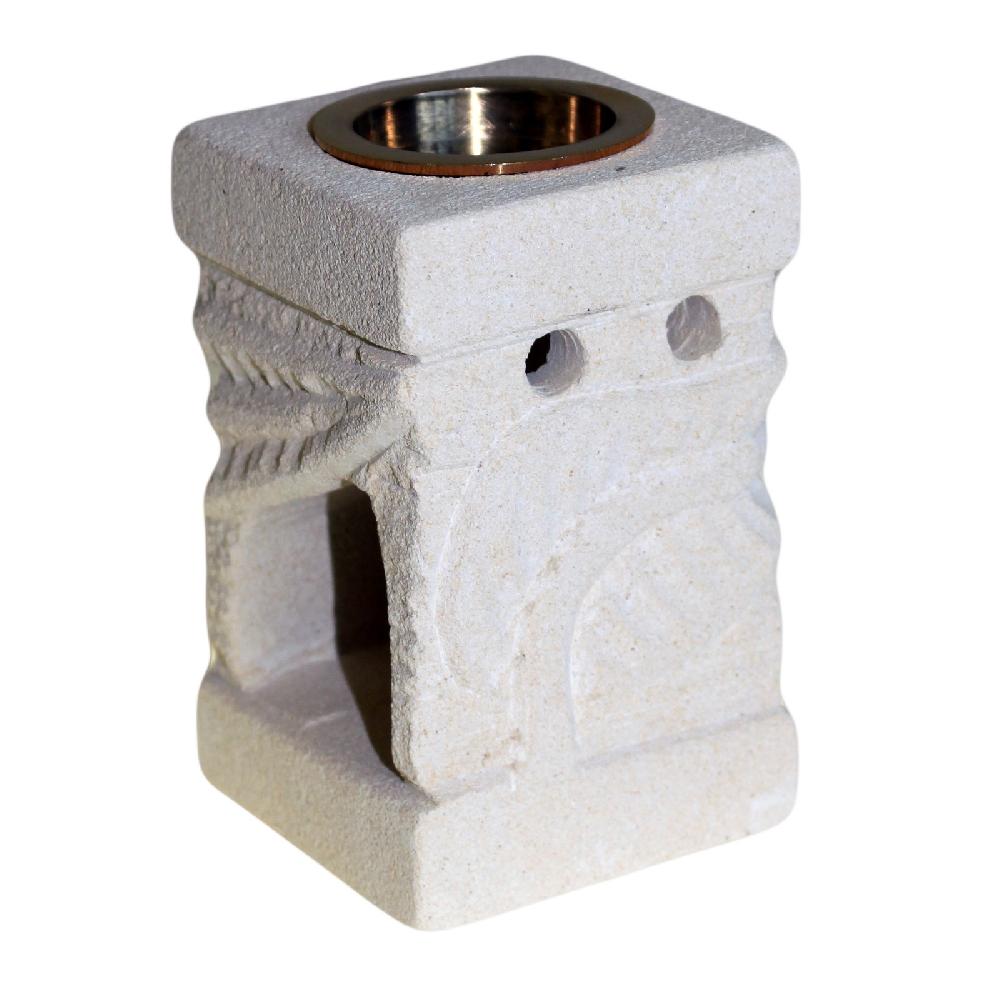 ancient wisdom Stone Oil Burner - Carved Leaf