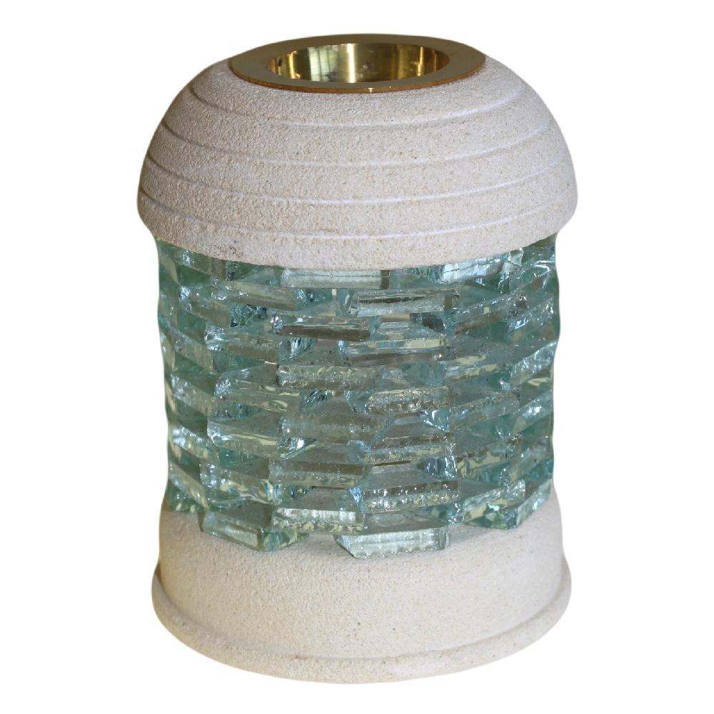 ancient wisdom Stone Oil Burner - Round Glass Brick