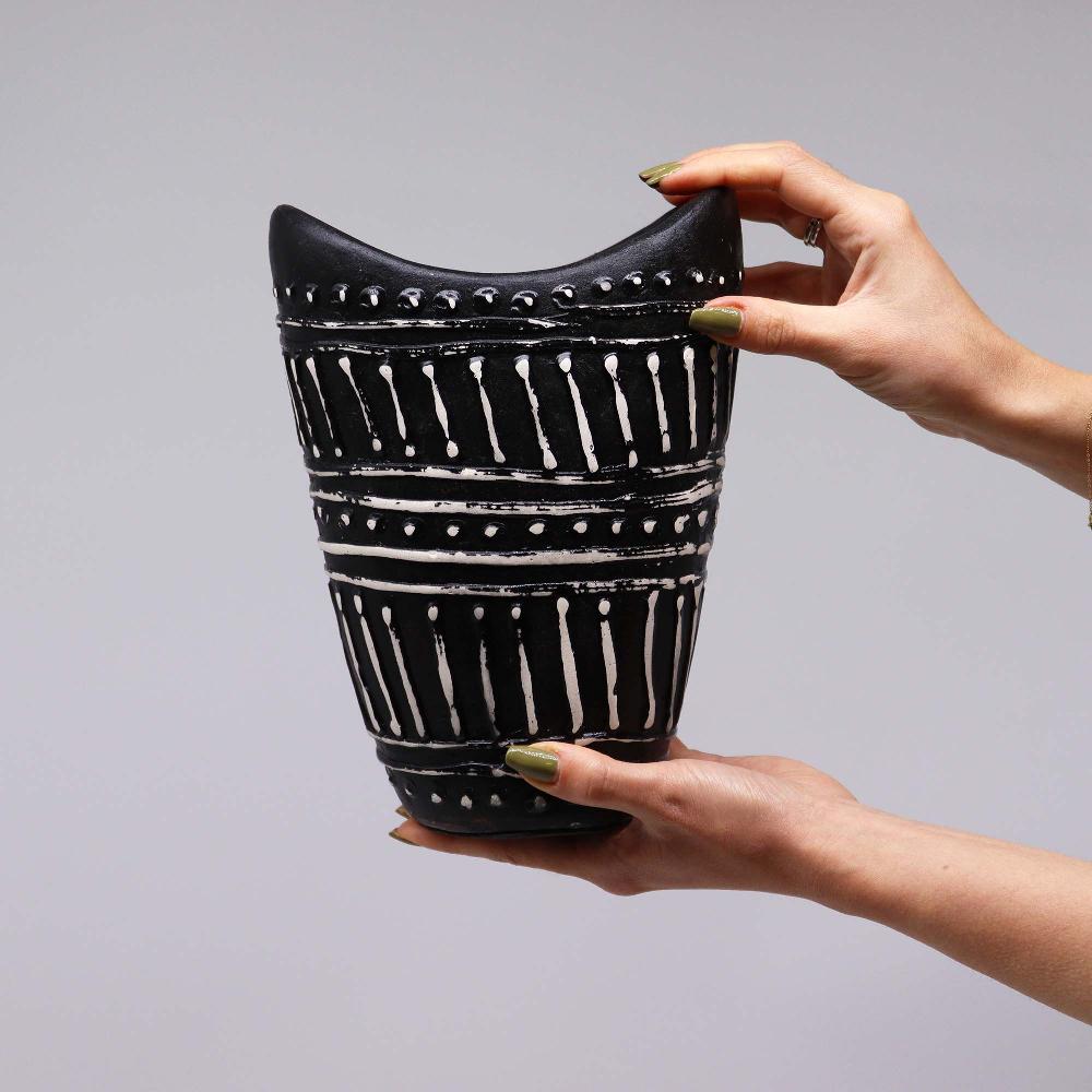 Ancient Wisdom Swirls Shaped Vase - Chocolate