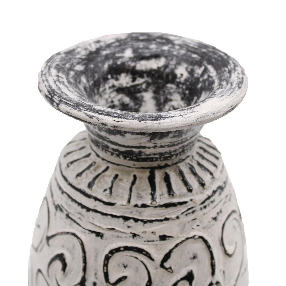 Ancient Wisdom Swirls Shaped Vase - Cream