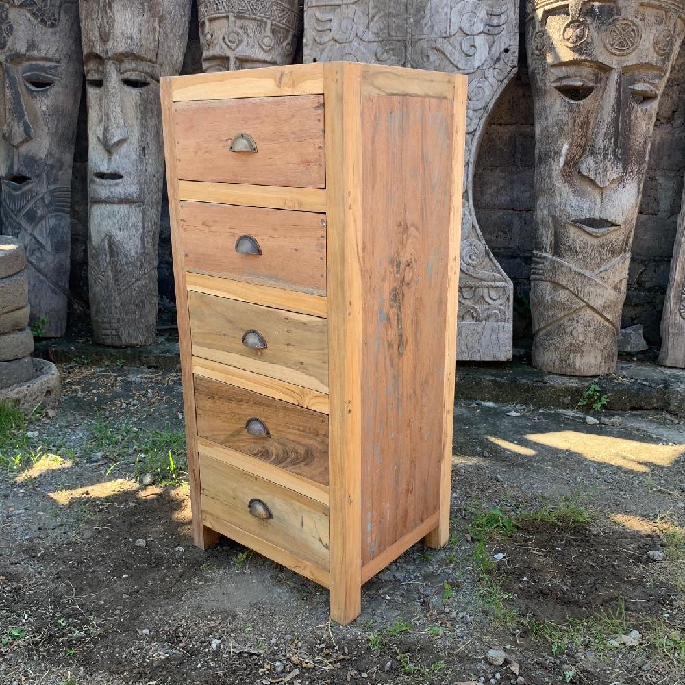 ancient wisdom Tall set of 5 Draws - Recycled Wood