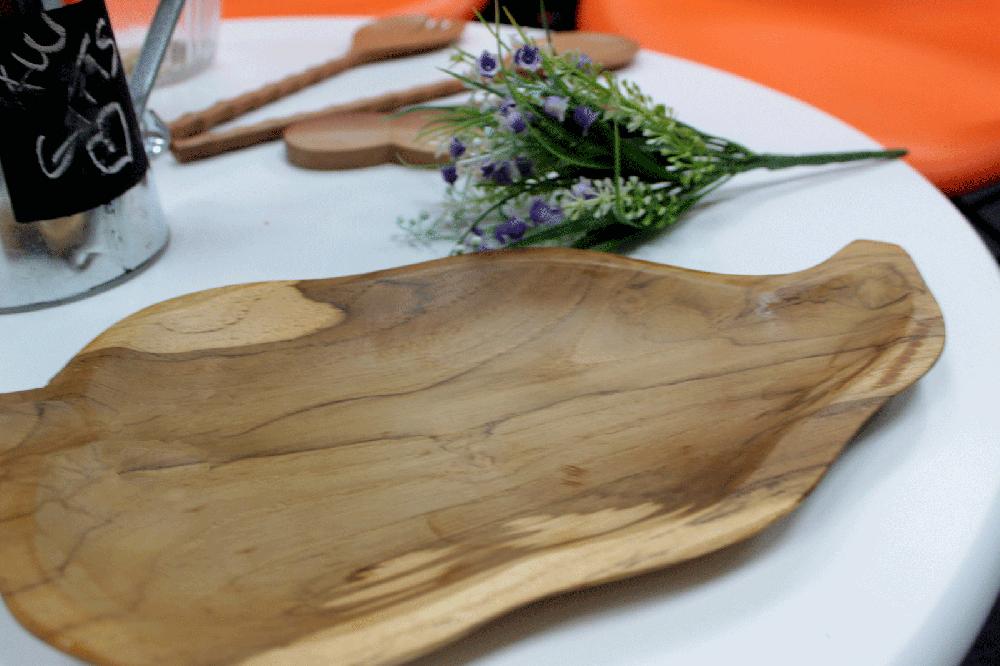 Ancient Wisdom Teak Leaf Shaped Bowl - Aprox 32cm