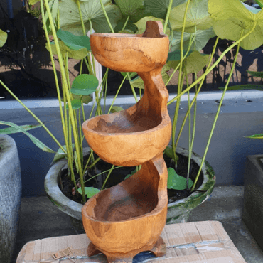 Ancient Wisdom Teak Three Bowl Standing Aprox 50cm
