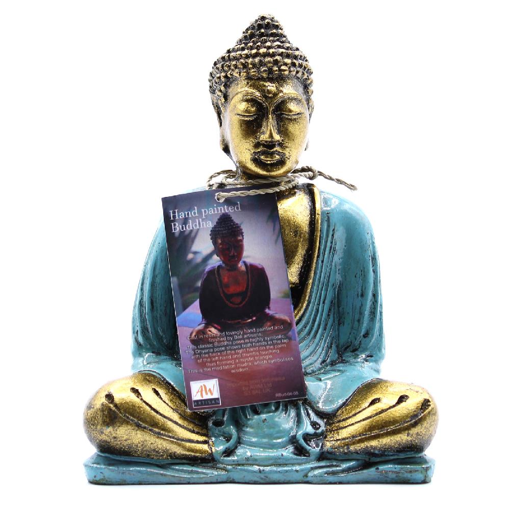 Ancient Wisdom Teal & Gold Buddha - Medium