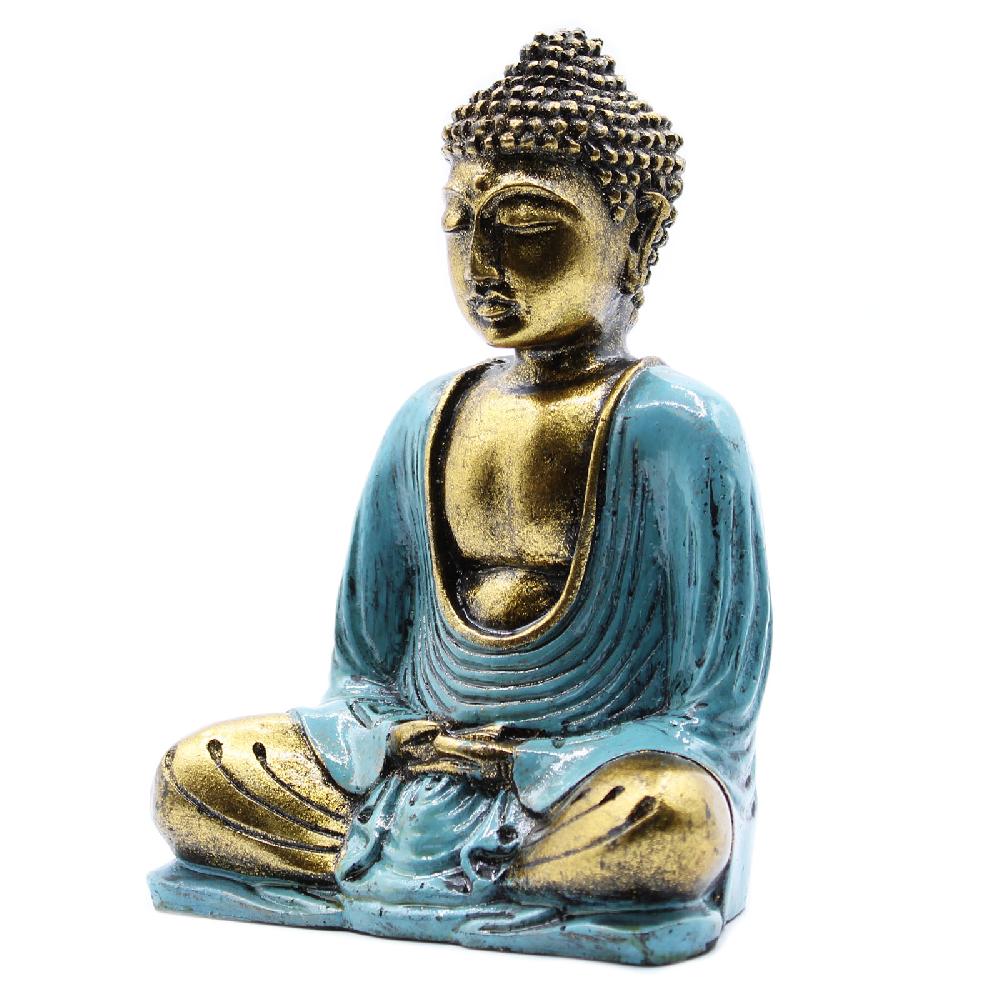 Ancient Wisdom Teal & Gold Buddha - Medium
