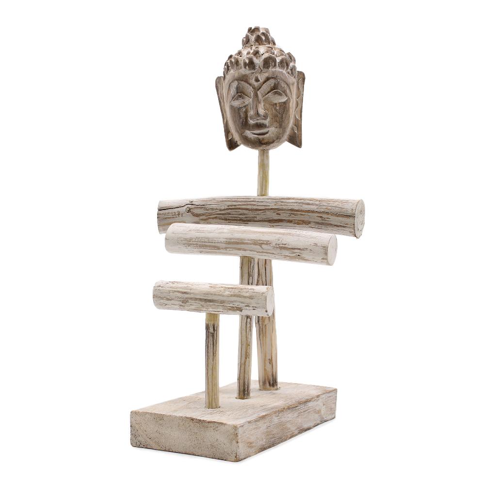 Ancient Wisdom Three Branch & Buddha Stand - Whitewash