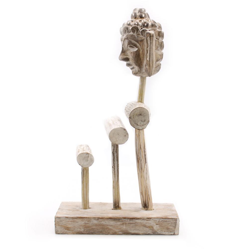 Ancient Wisdom Three Branch & Buddha Stand - Whitewash