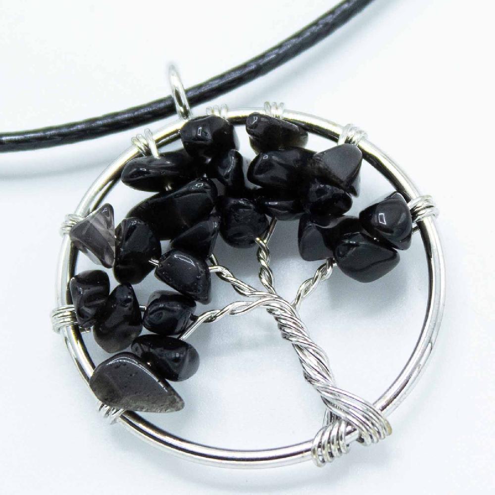 Ancient Wisdom Tree Of Life Pendant - Black Agate