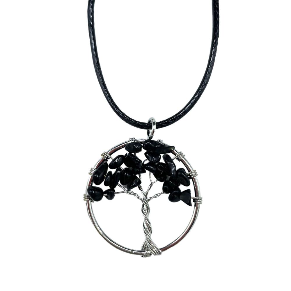 ancient wisdom Tree of Life Pendant - Black Agate