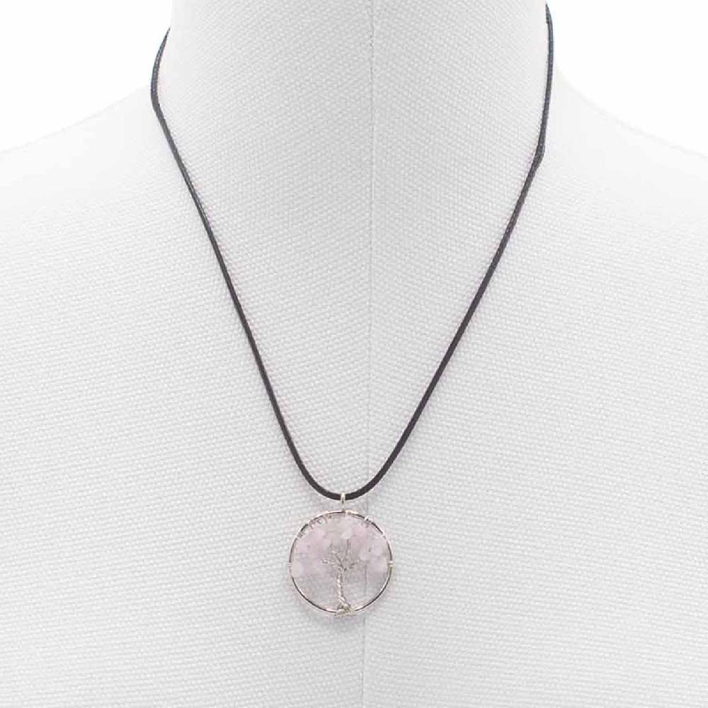 Ancient Wisdom Tree Of Life Pendant - Rose Quartz