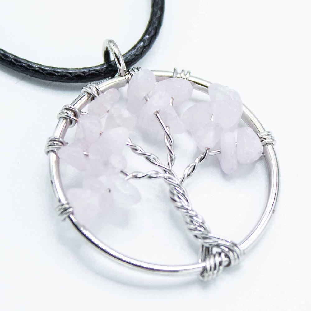 Ancient Wisdom Tree Of Life Pendant - Rose Quartz