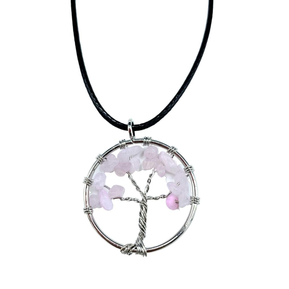 ancient wisdom Tree of Life Pendant - Rose Quartz
