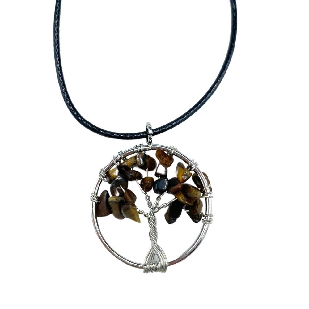 ancient wisdom Tree of Life Pendant - Tiger Eye