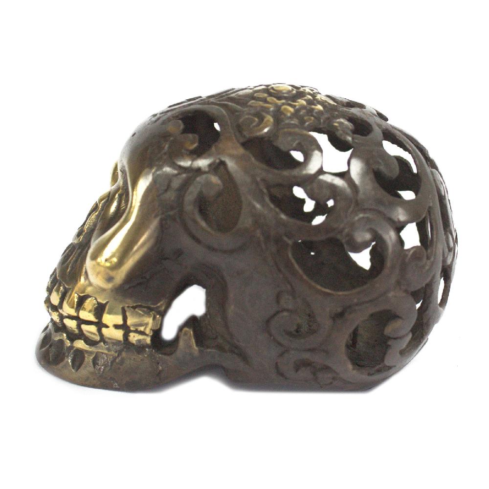 Ancient Wisdom Vintage Brass Skull - Med
