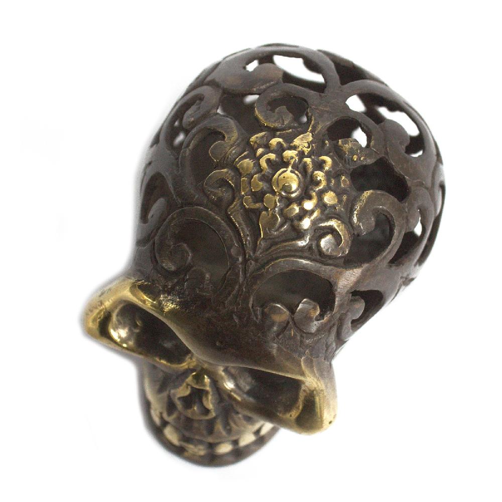 Ancient Wisdom Vintage Brass Skull - Med