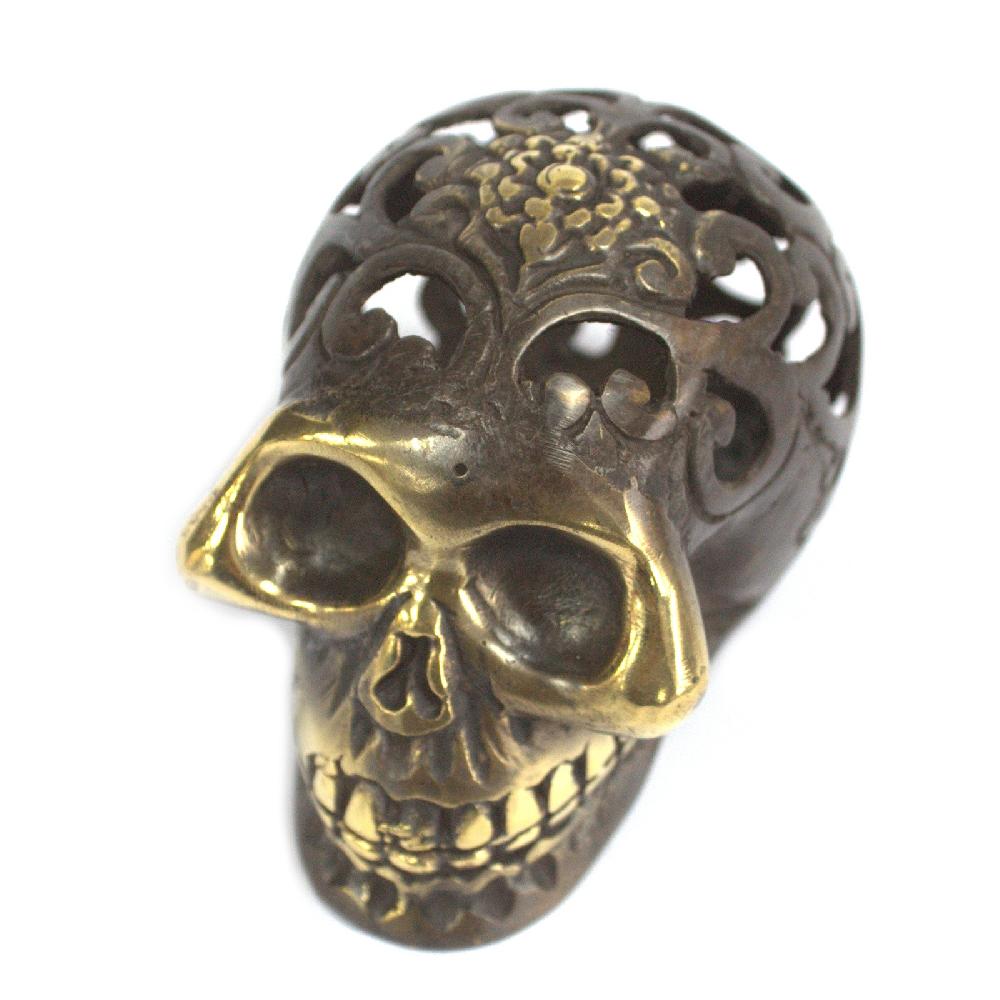 Ancient Wisdom Vintage Brass Skull - Med