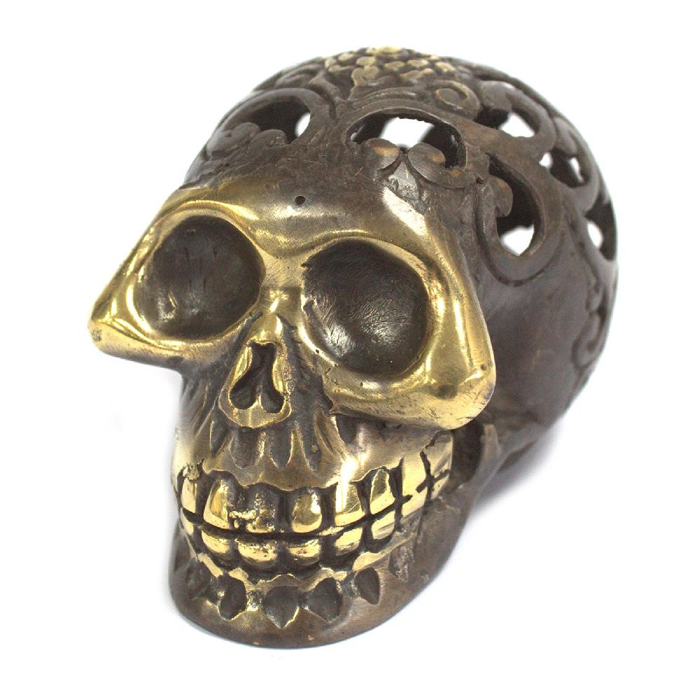 ancient wisdom Vintage Brass Skull - Med