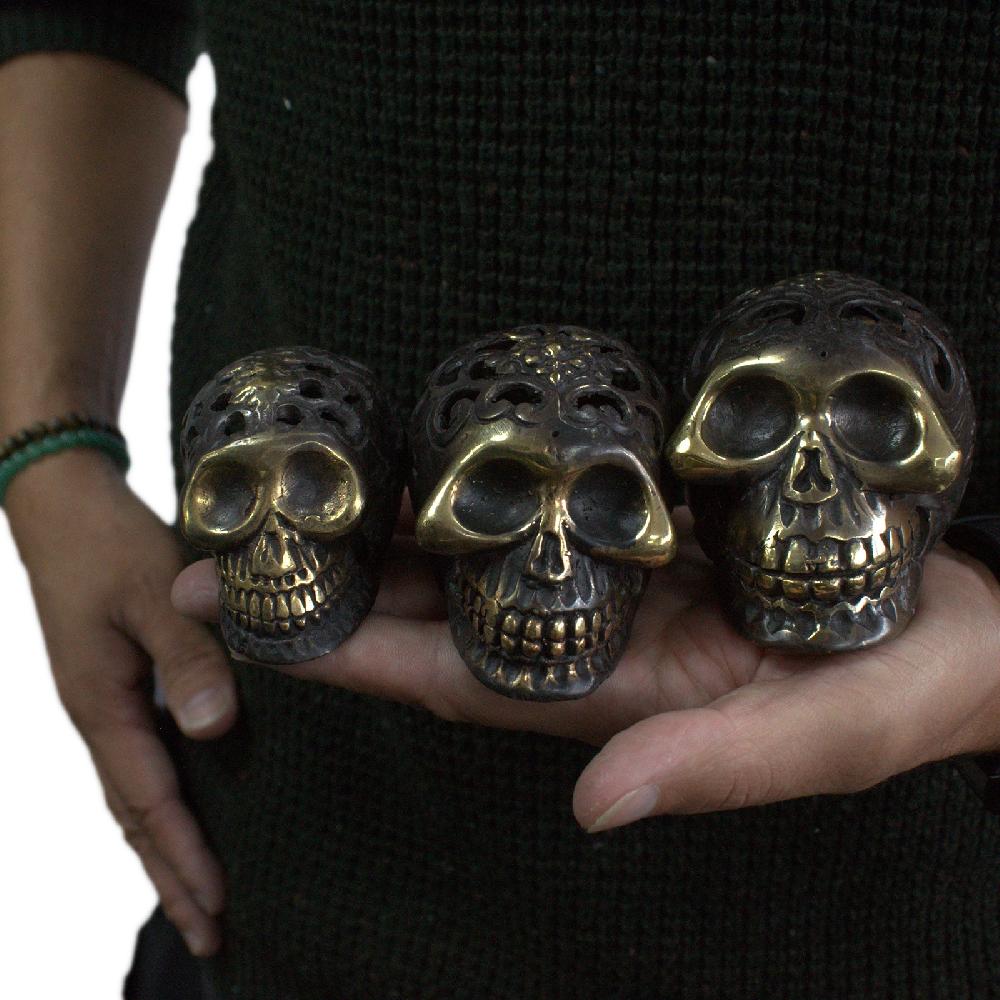 Ancient Wisdom Vintage Brass Skull - Small
