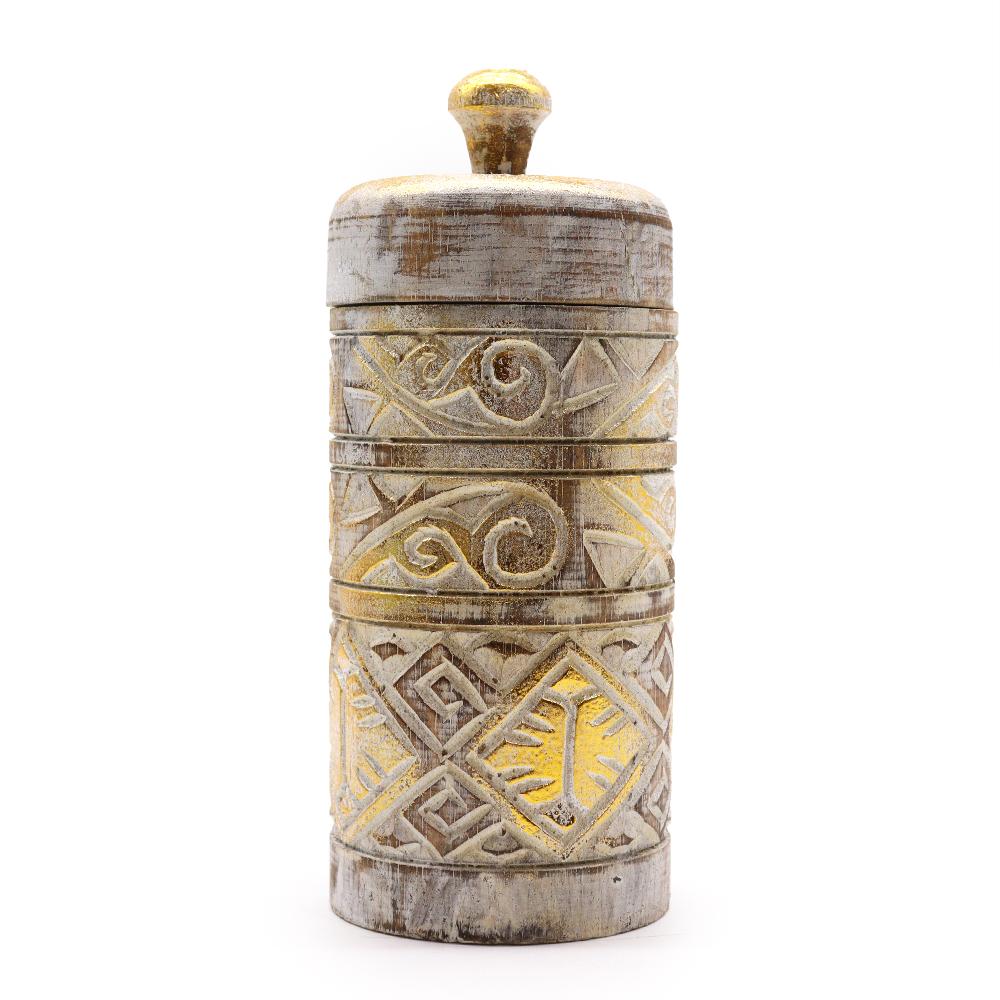 ancient wisdom White & Gold - Tall Container