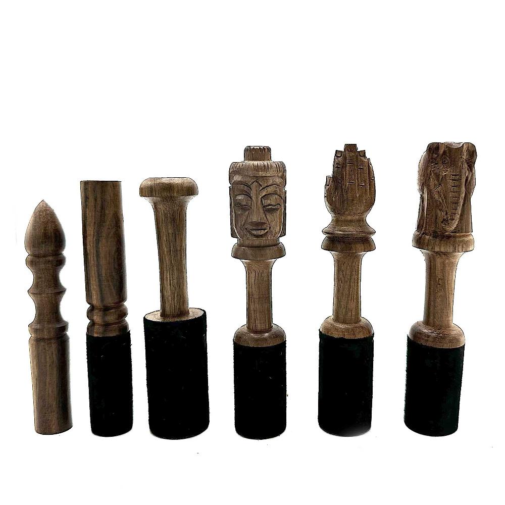 Ancient Wisdom Wooden Stick - 14cm - Buddha Carving