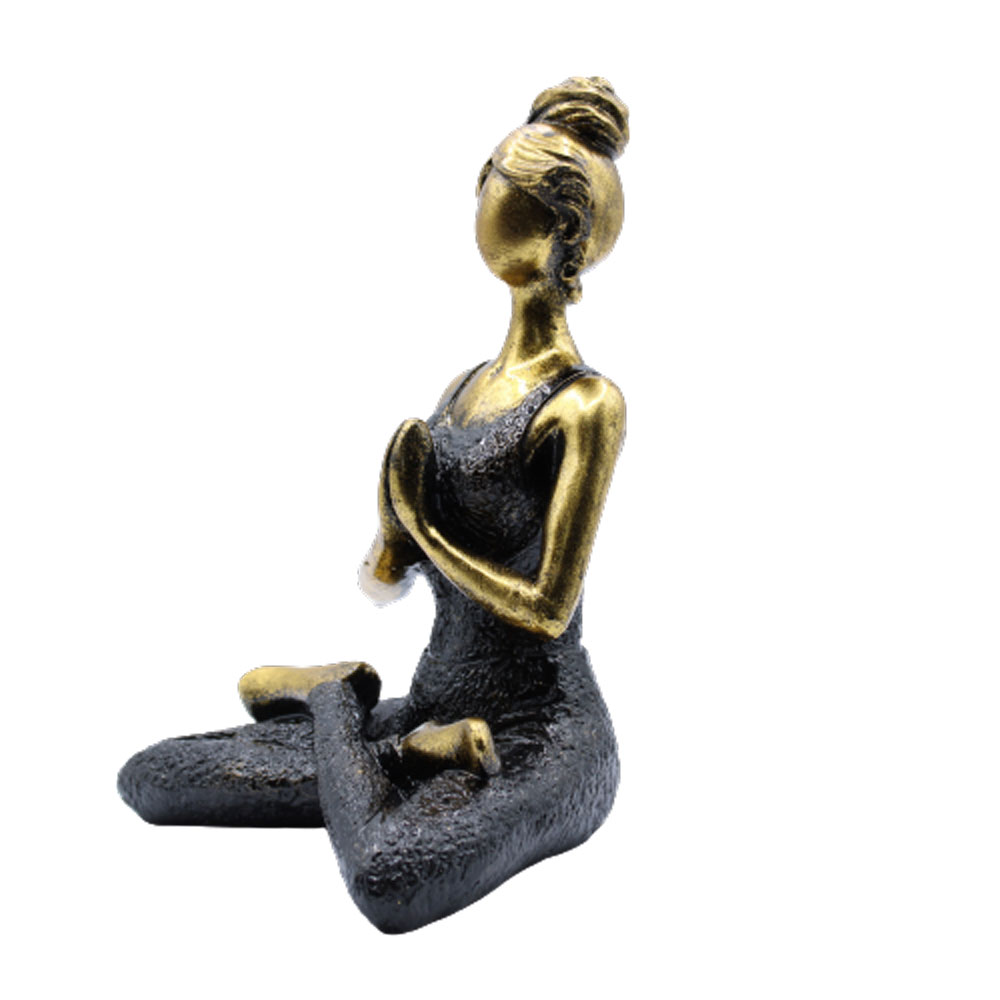Ancient Wisdom Yoga Lady Figure - Bronze & Black 24cm