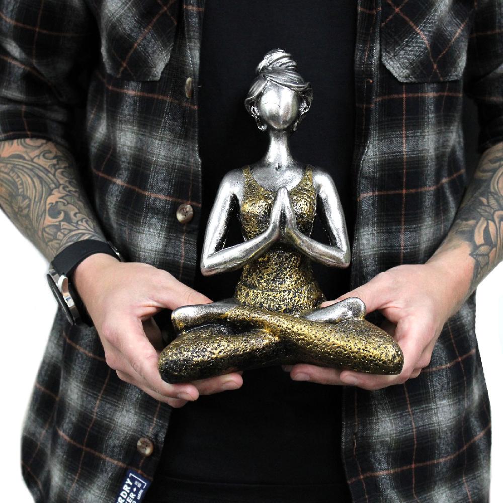 Ancient Wisdom Yoga Lady Figure - Bronze & Black 24cm