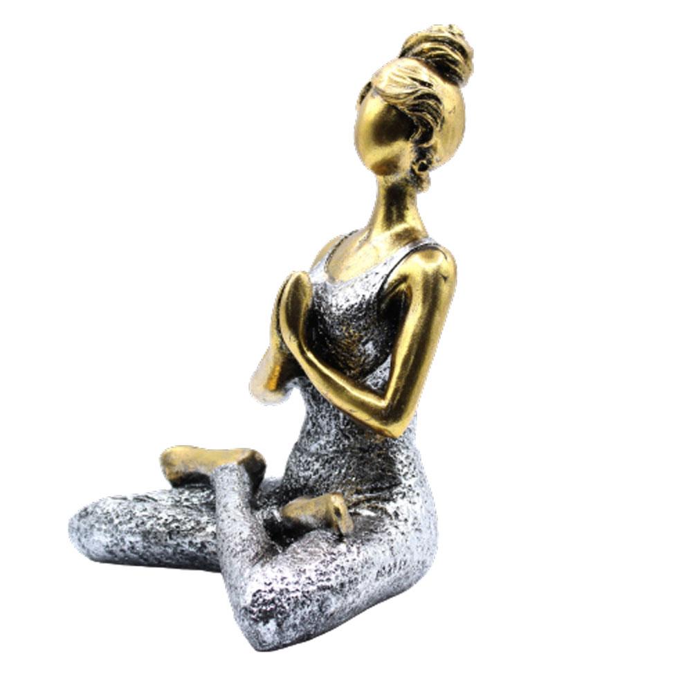 Ancient Wisdom Yoga Lady Figure - Bronze & Silver 24cm