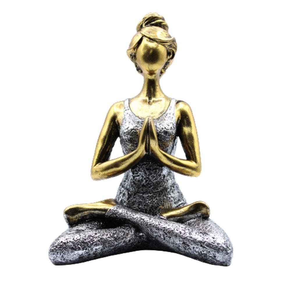 ancient wisdom Yoga Lady Figure - Bronze & Silver 24cm